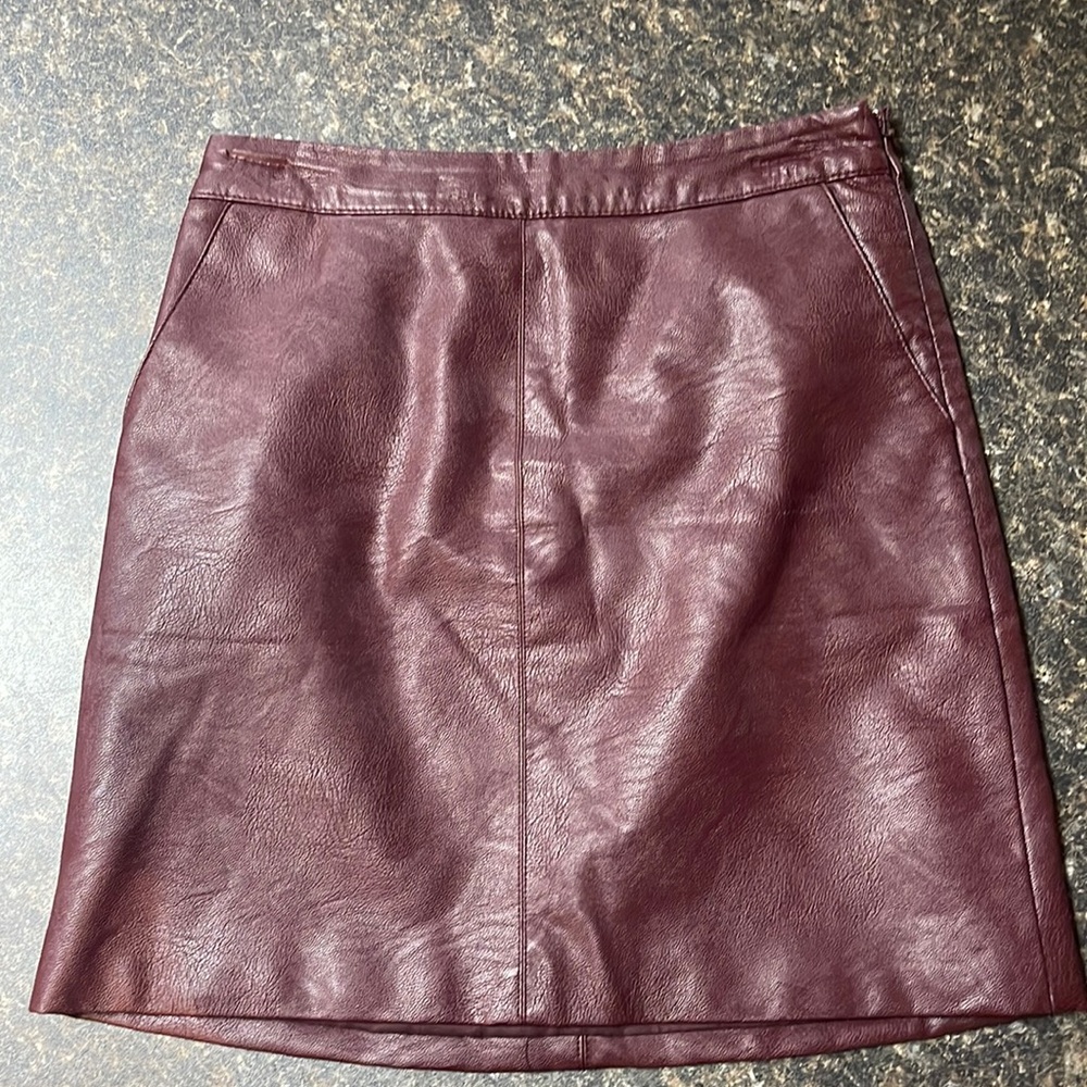 Top shop faux leather burgundy/wine mini skirt